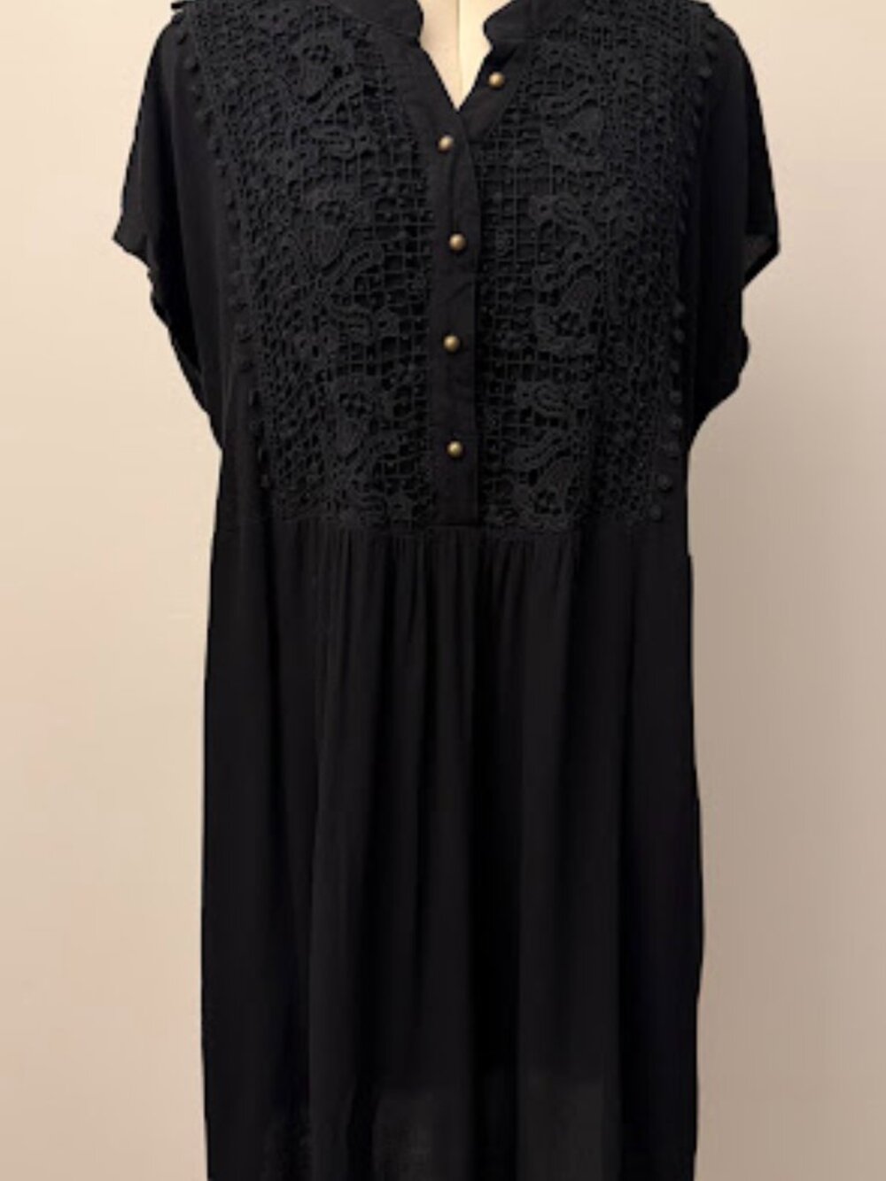 Knox Rose boho-style  black dress button/high waist size L